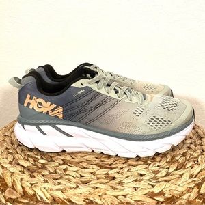 Hoka Clifton - Mint Green/Grey/Peach/White - Size: 8.5